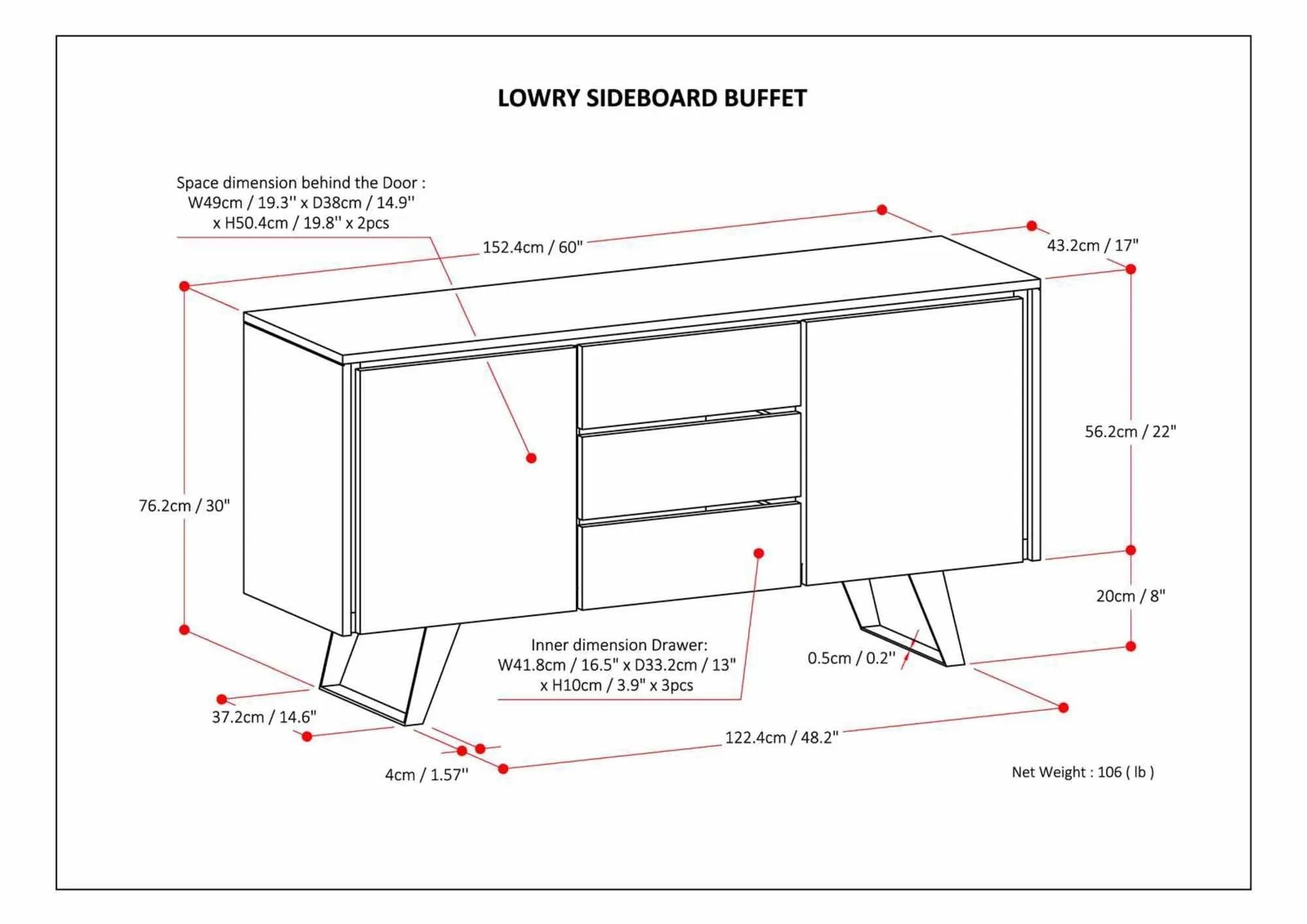 Lowry Sideboard Buffet in Acacia
