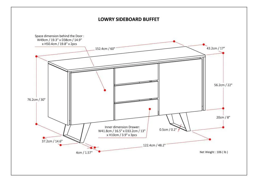Lowry Sideboard Buffet in Acacia