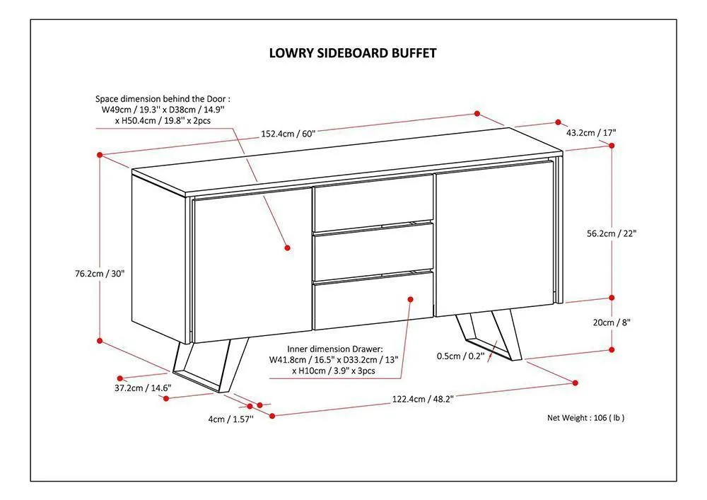 Lowry Sideboard Buffet in Acacia