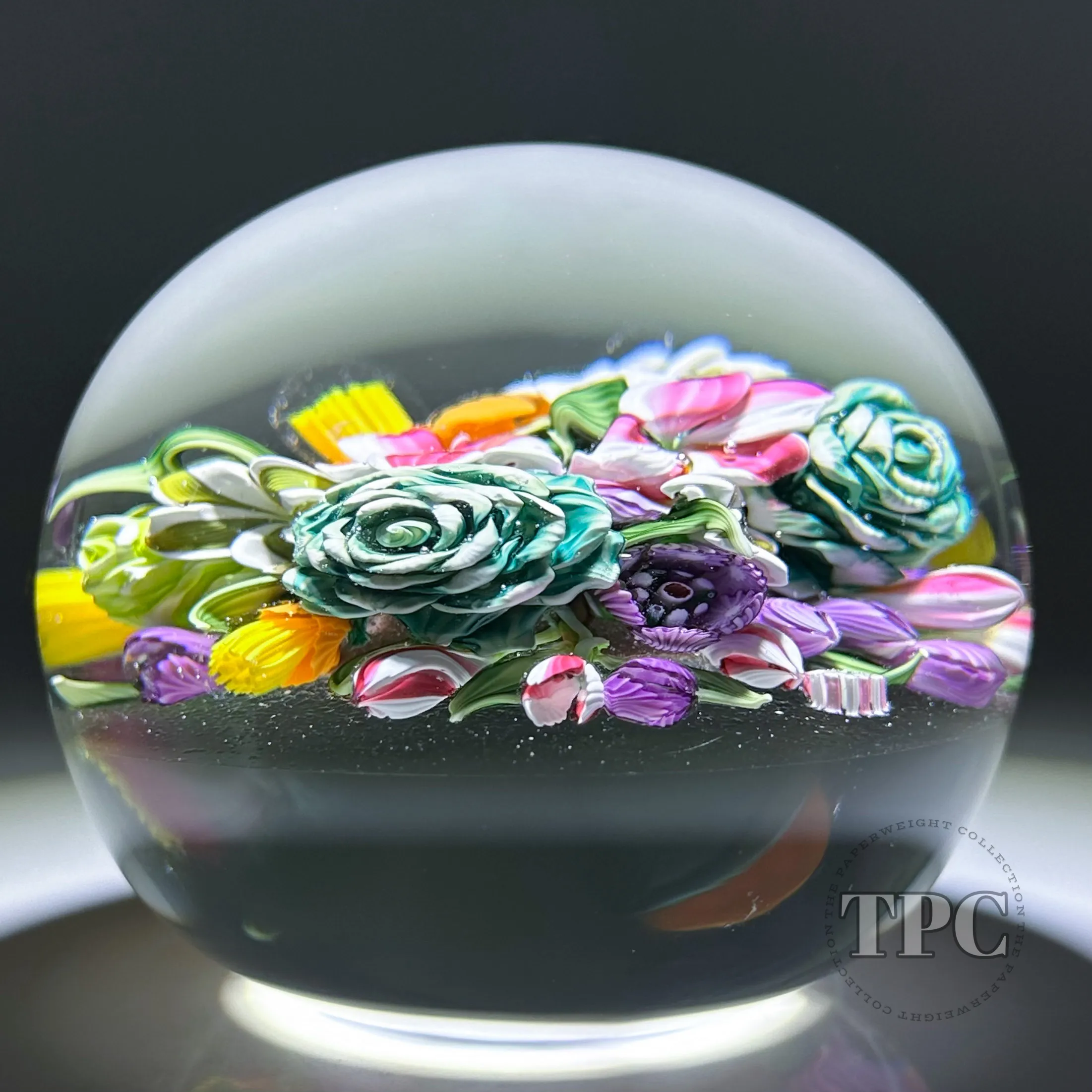 Magnum Mickael Hingant 2024 Glass Art Paperweight Flamework Tropical Flower Rose Bouquet