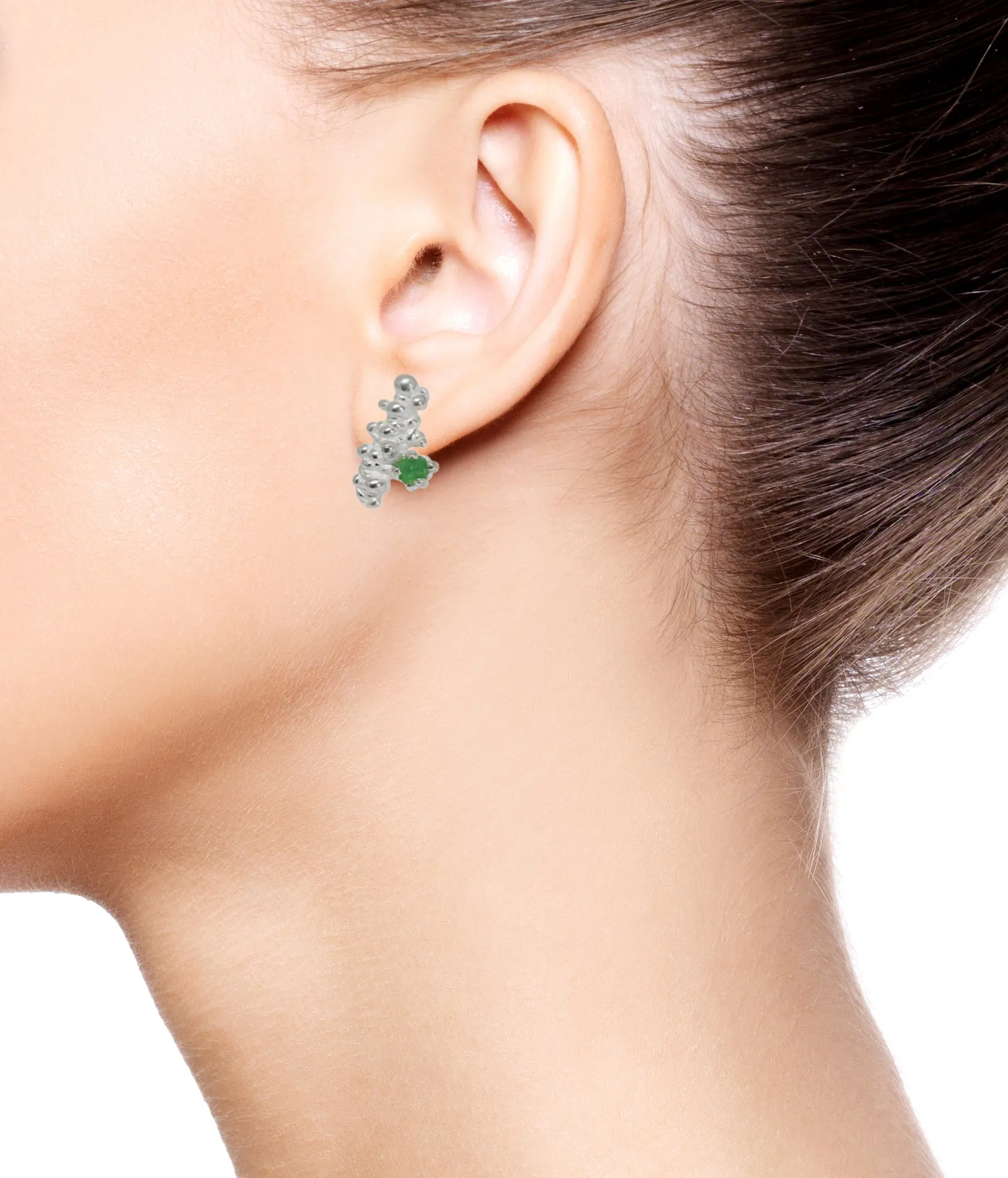 Mammatus Earrings Silver with Raw Tsavoryt