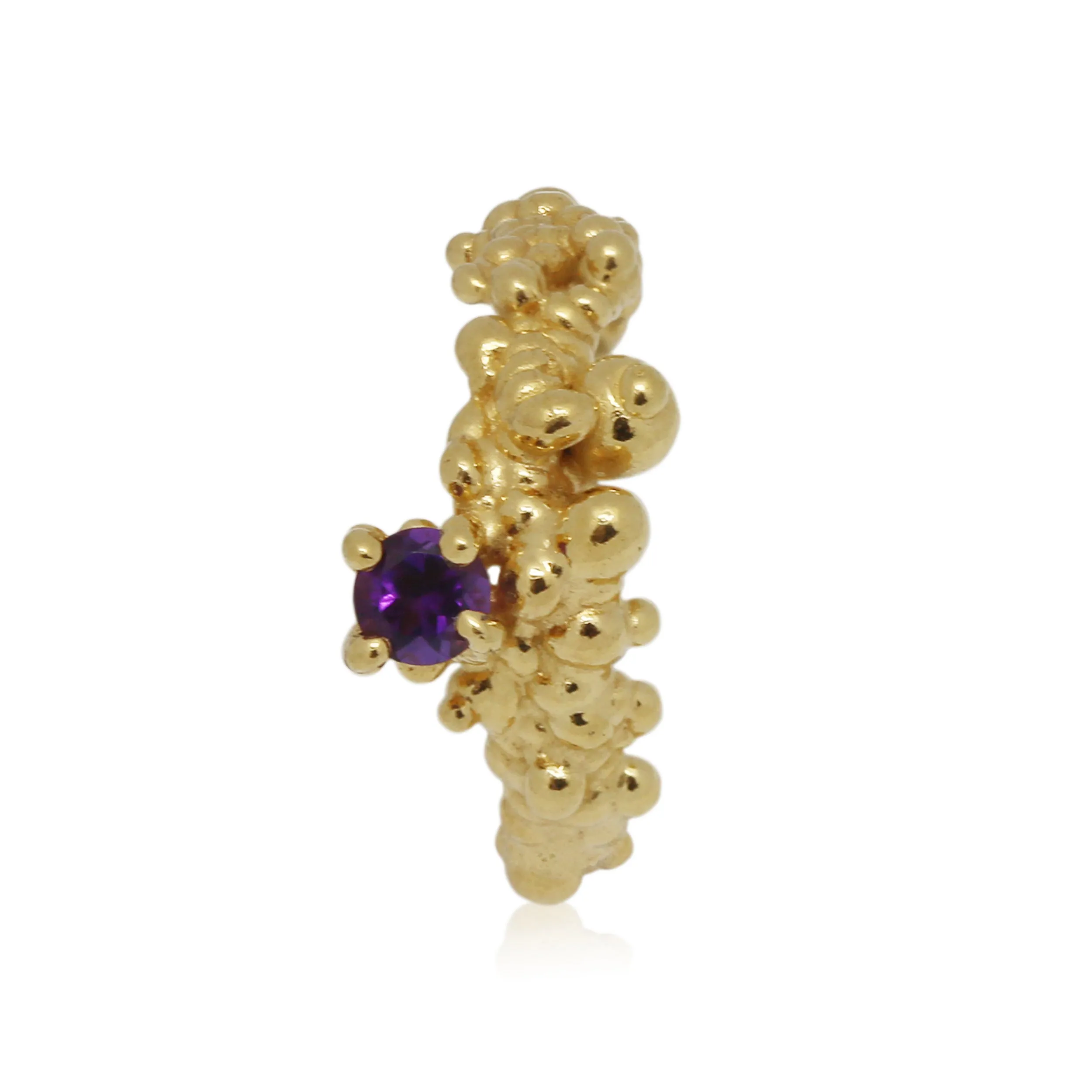 Mammatus Gold Ring with Violet Amethyst