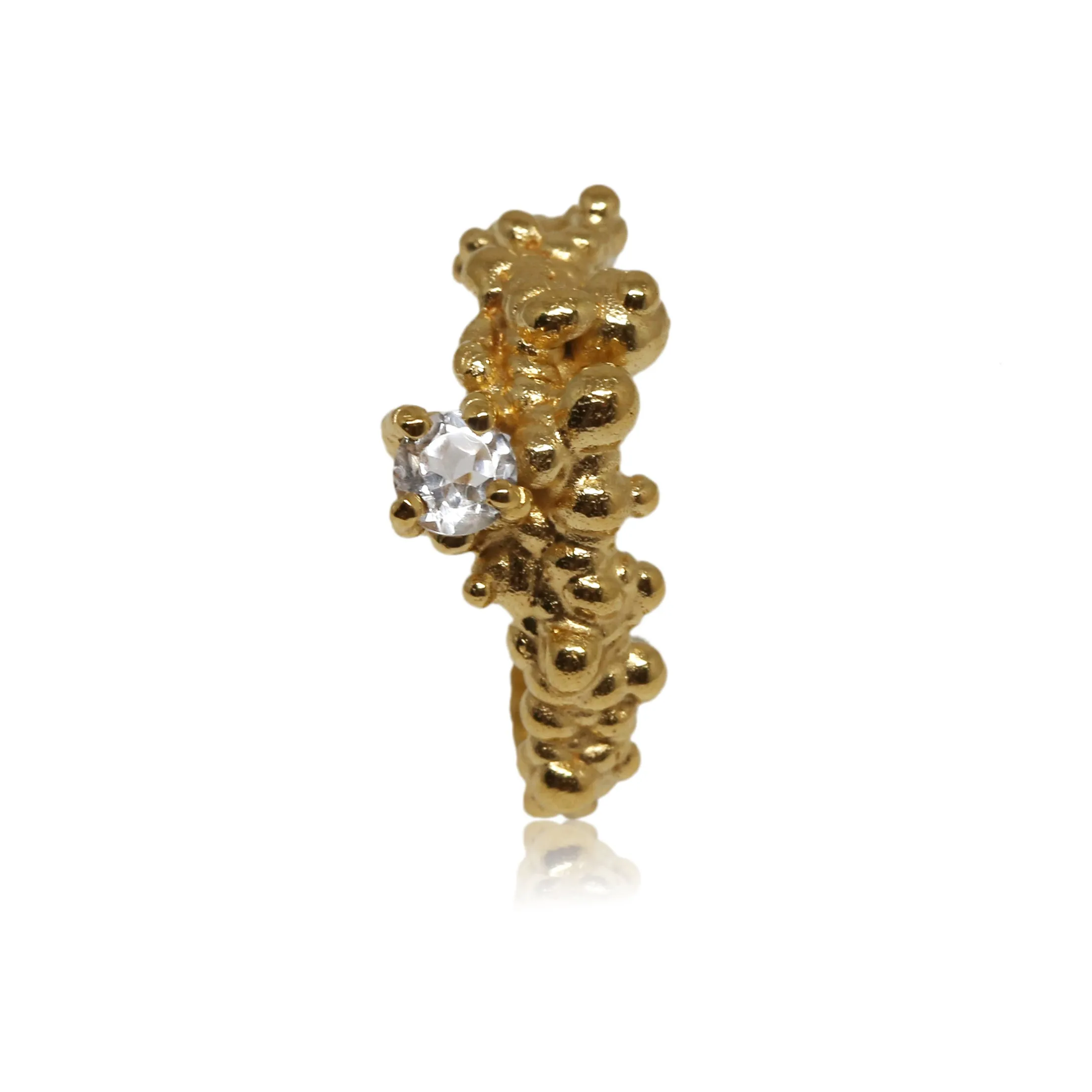 Mammatus Gold Ring with White Topaz