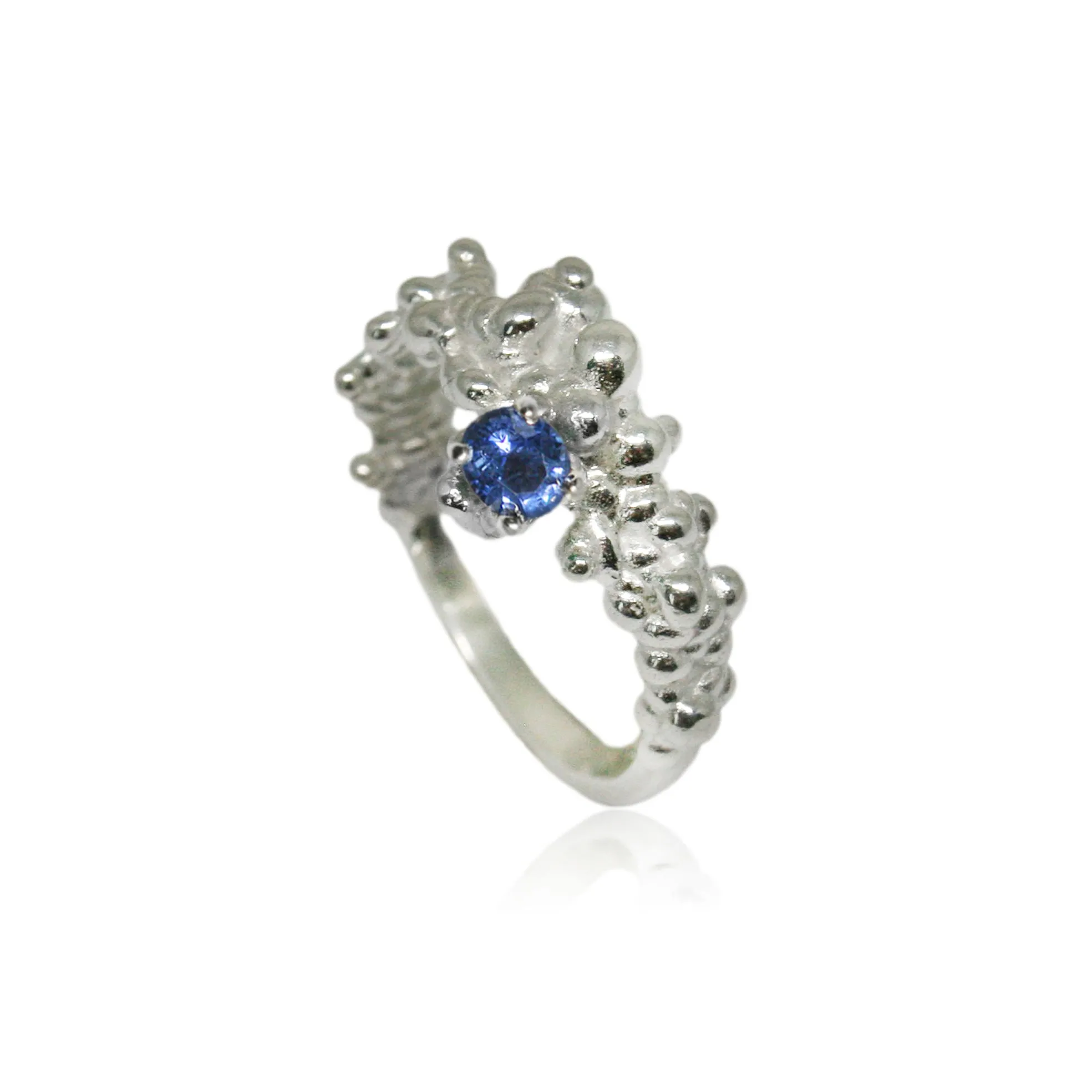 Mammatus Silver Ring with Sapphire