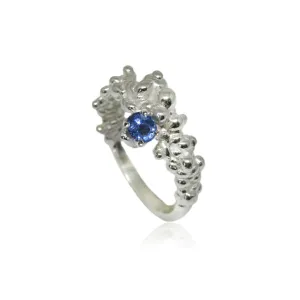 Mammatus Silver Ring with Sapphire