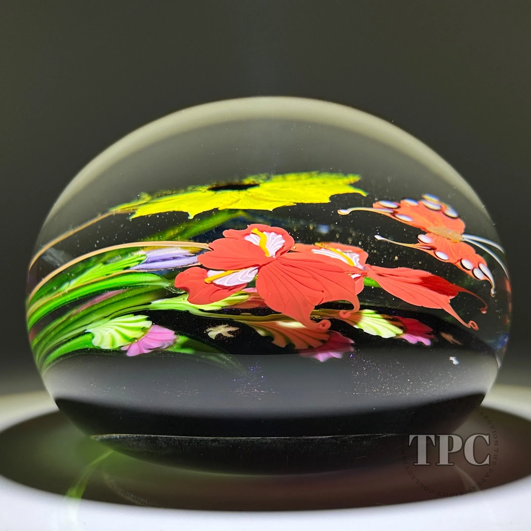 Mayauel Ward 2022 Glass Art Sculpture Compound Torchwork Flower Bouquet Against Moonlit Night Sky