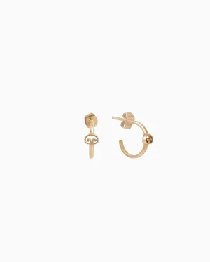 Mini 14K Gold Petroglyph Hoop Earrings