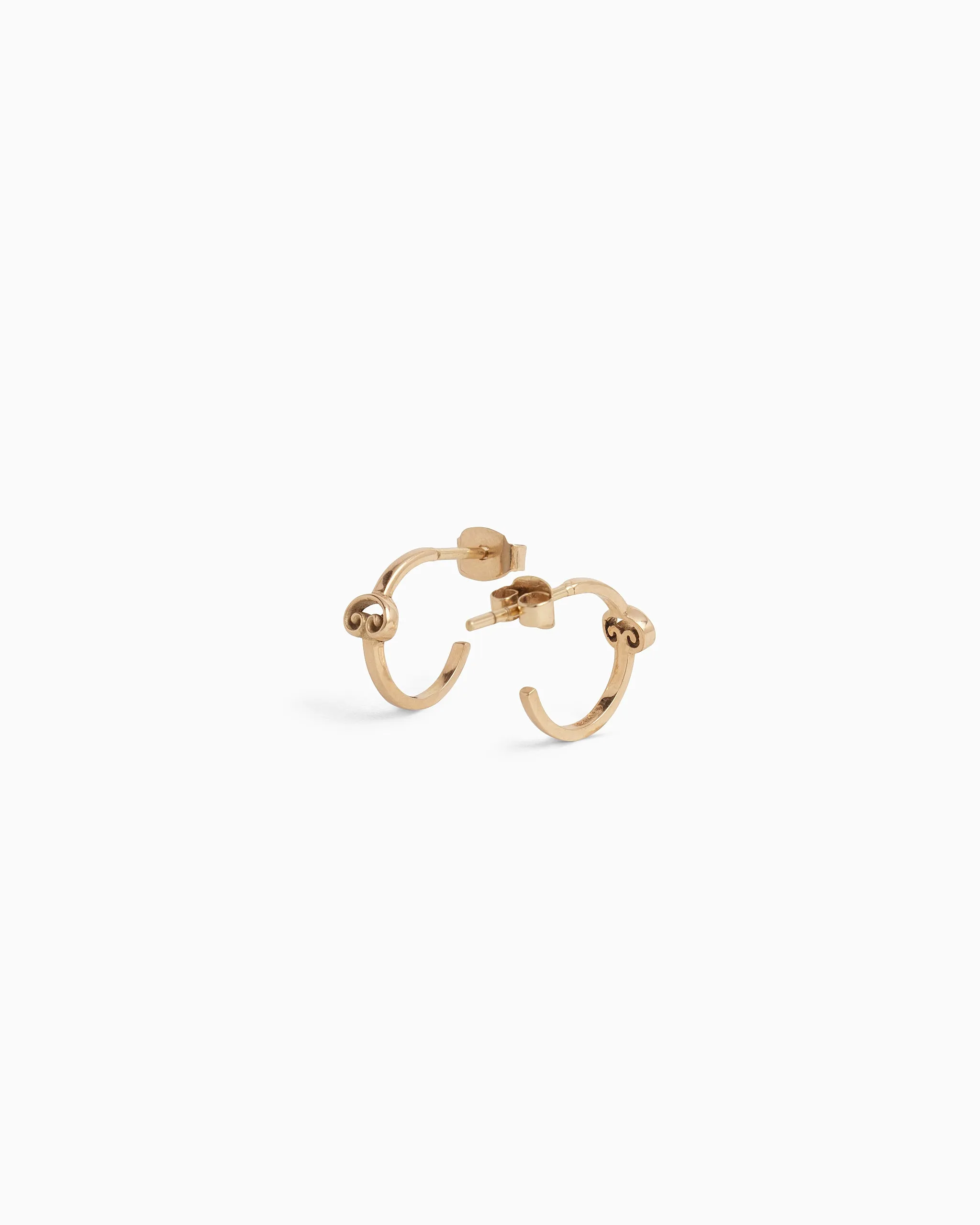 Mini 14K Gold Petroglyph Hoop Earrings