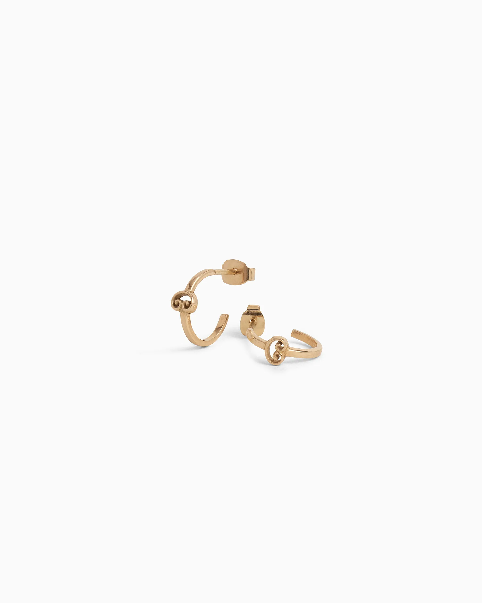 Mini 14K Gold Petroglyph Hoop Earrings