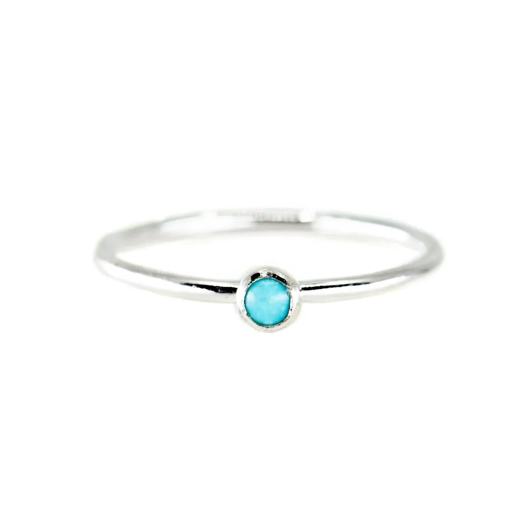 Mini Turquoise Stacking Ring in Silver