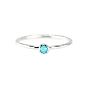 Mini Turquoise Stacking Ring in Silver