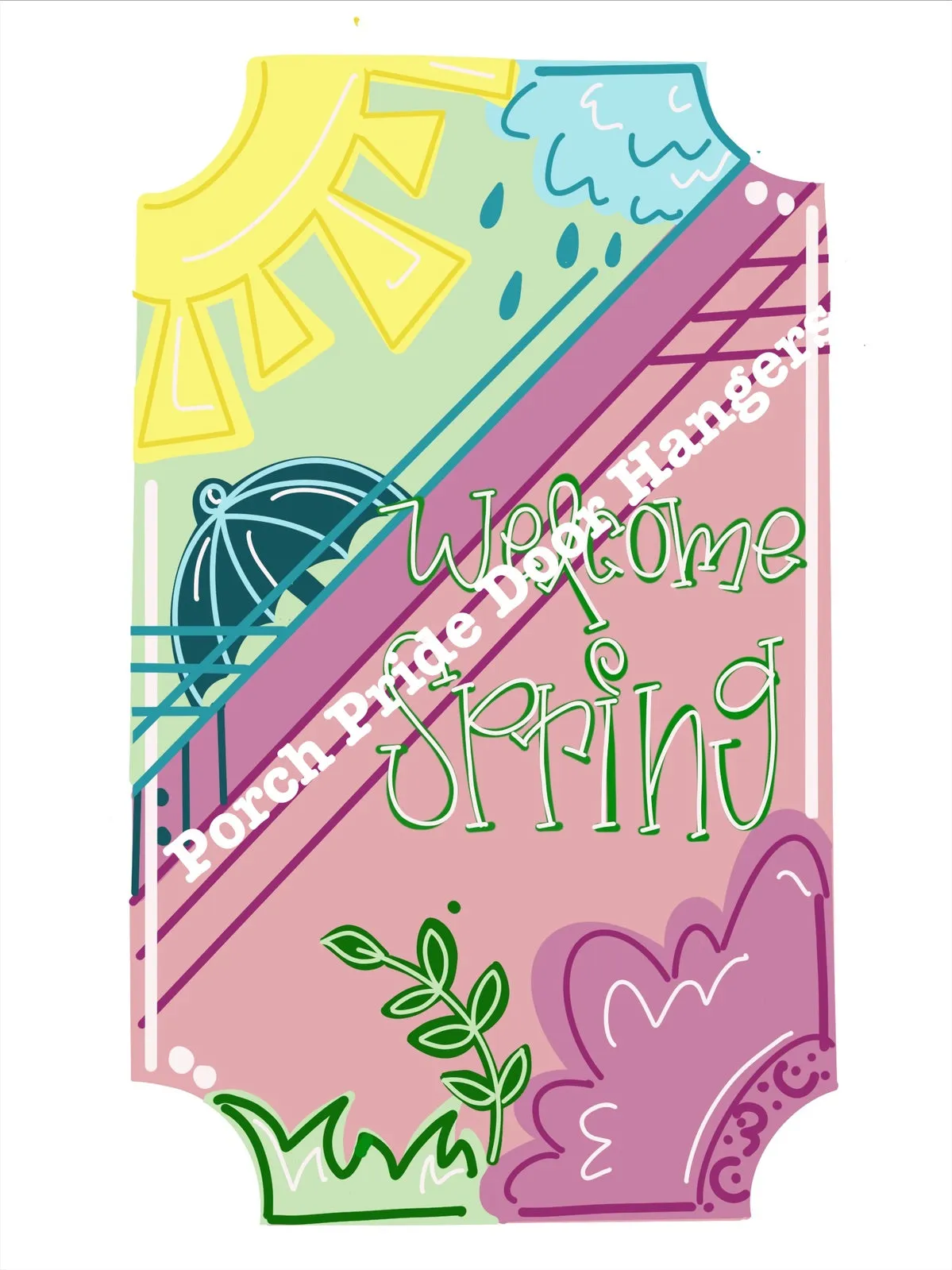 Modern April Showers May Flowers Spring Door Hanger