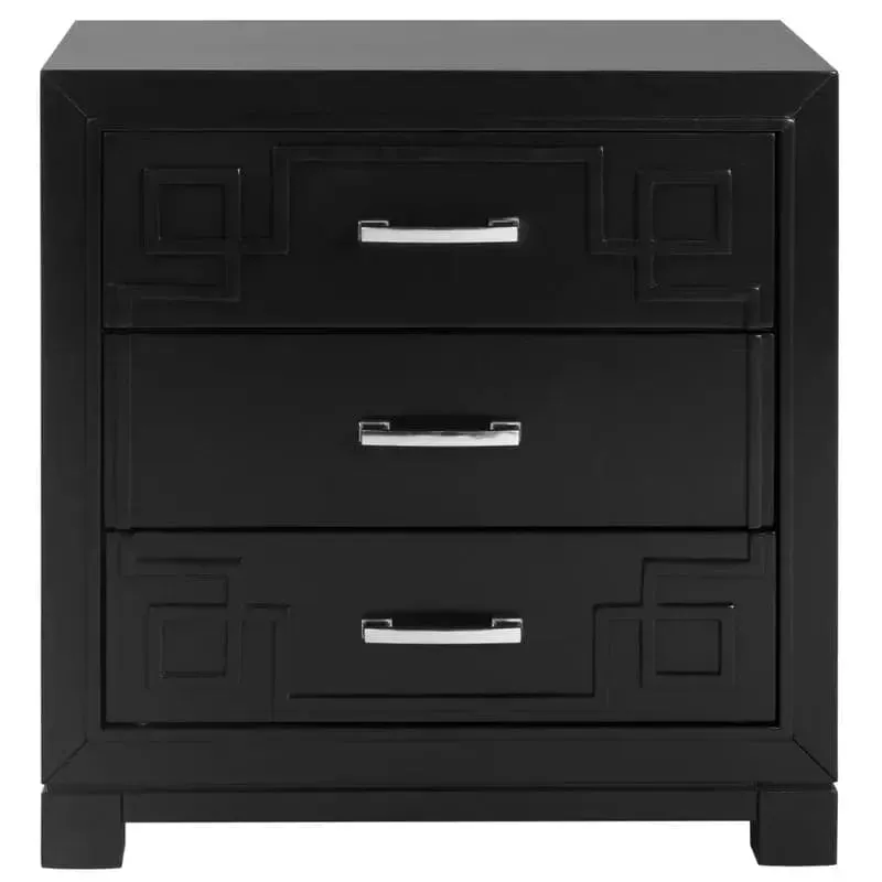Modern Chinoiserie 3 - Drawer Solid Wood Nightstand