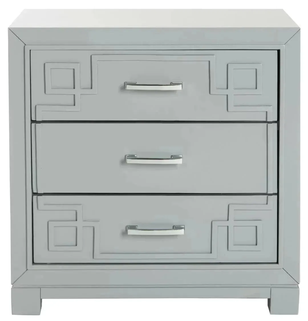 Modern Chinoiserie 3 - Drawer Solid Wood Nightstand