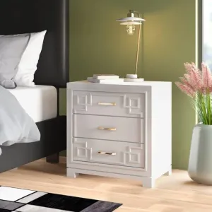 Modern Chinoiserie 3 - Drawer Solid Wood Nightstand