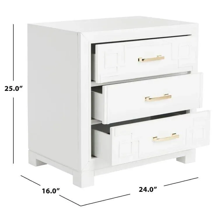 Modern Chinoiserie 3 - Drawer Solid Wood Nightstand