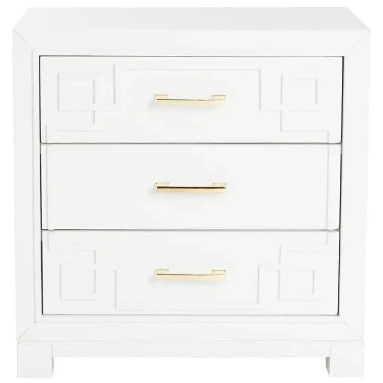 Modern Chinoiserie 3 - Drawer Solid Wood Nightstand