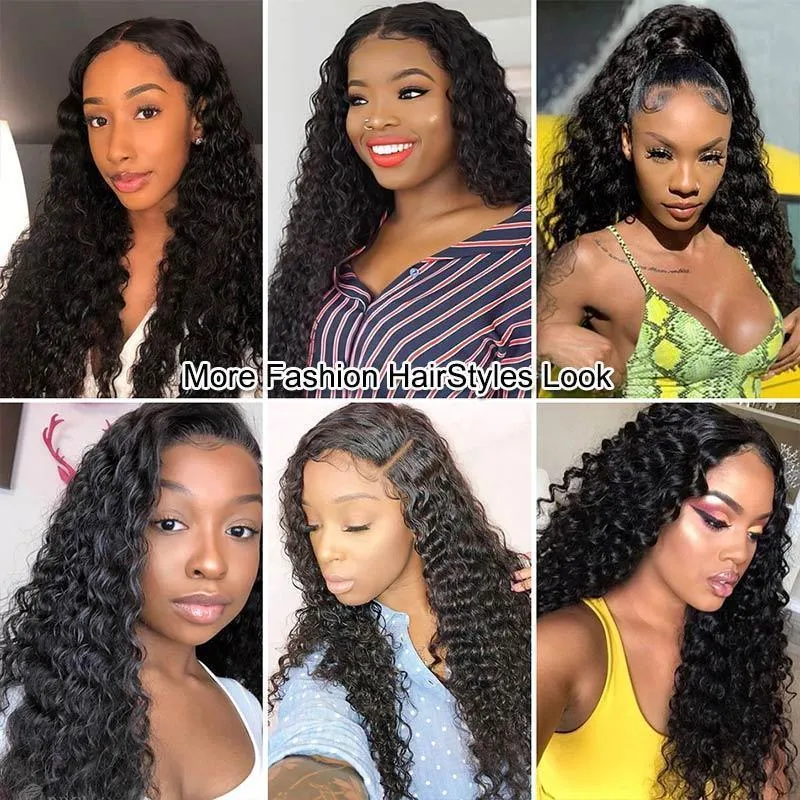 Modern Show 150 Density 360 Lace Front Wigs Pre Plucked With Baby Hair Black Brazilian Deep Curly Remy Human Hair