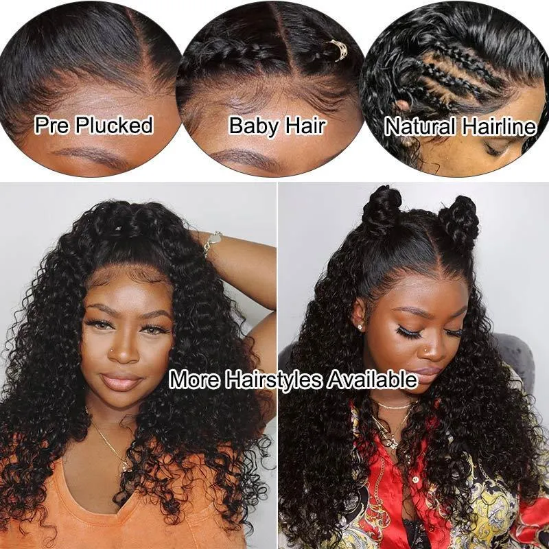 Modern Show 150 Density 360 Lace Front Wigs Pre Plucked With Baby Hair Black Brazilian Deep Curly Remy Human Hair