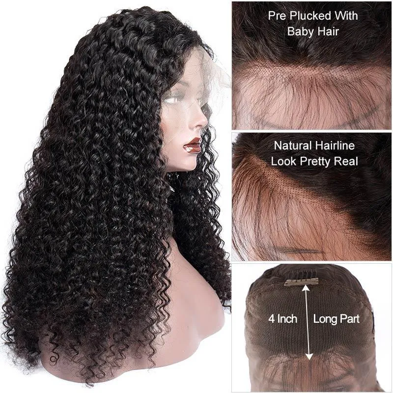 Modern Show 150 Density 360 Lace Front Wigs Pre Plucked With Baby Hair Black Brazilian Deep Curly Remy Human Hair