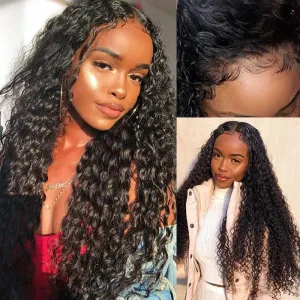 Modern Show 150 Density 360 Lace Front Wigs Pre Plucked With Baby Hair Black Brazilian Deep Curly Remy Human Hair