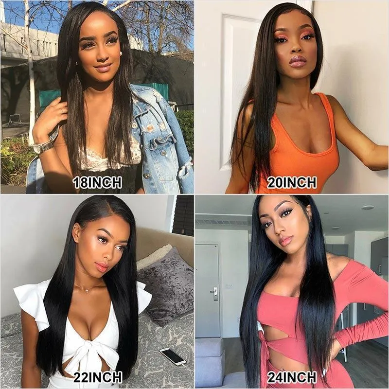 Modern Show 180 Density V Part Straight Wig Real Glueless Remy Human Hair Wigs Natural Black Color