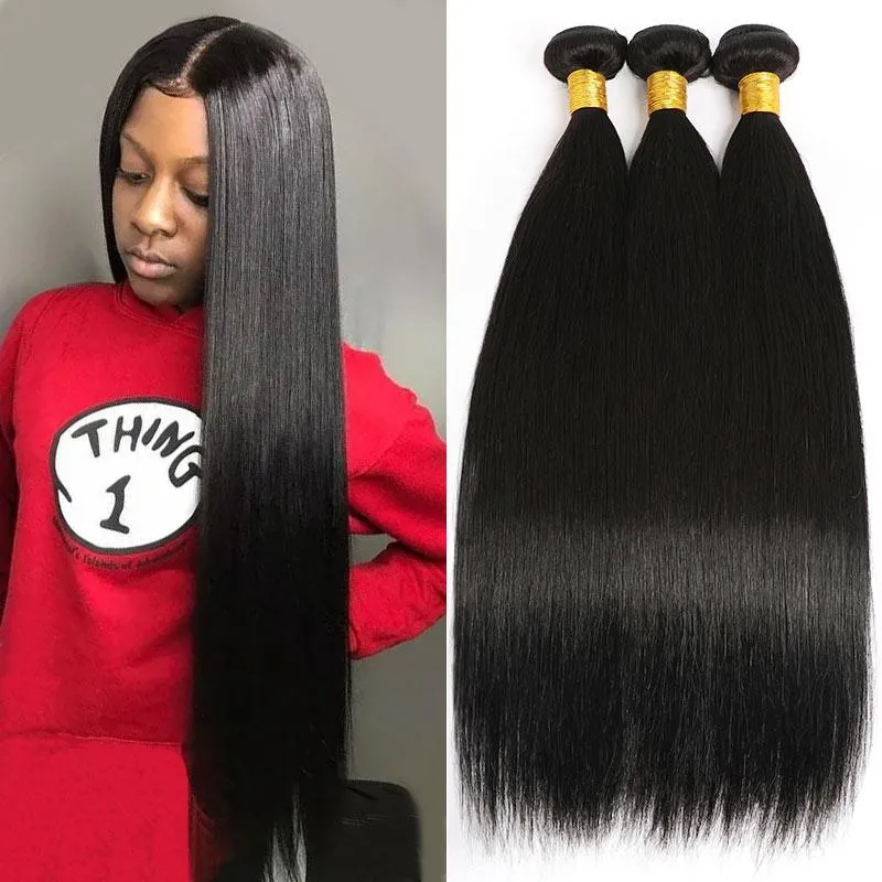 Modern Show 30 Inch Long Brazilian Straight Human Hair Weave 3 Bundles Remy Hair
