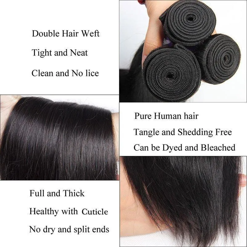 Modern Show 30 Inch Long Brazilian Straight Human Hair Weave 3 Bundles Remy Hair