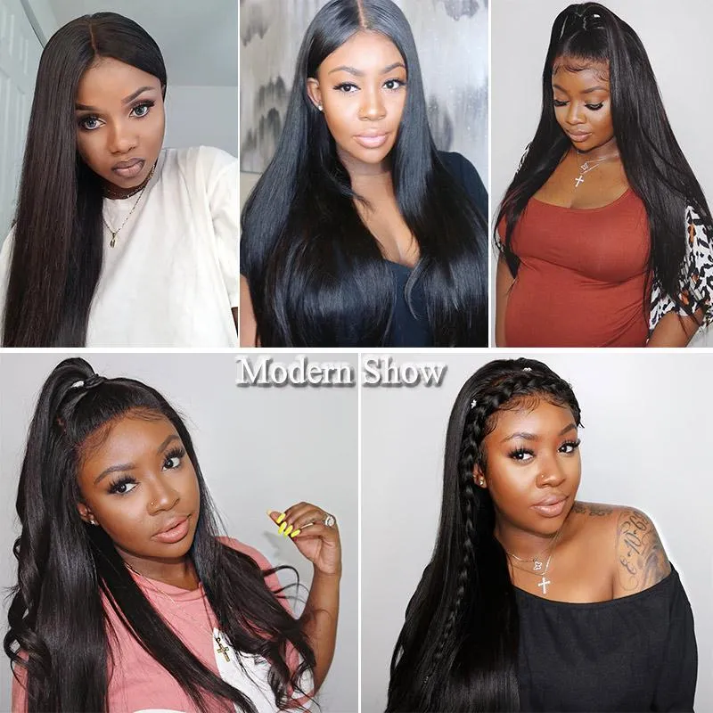 Modern Show 30 Inch Long Brazilian Straight Human Hair Weave 3 Bundles Remy Hair