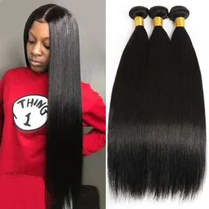 Modern Show 30 Inch Long Brazilian Straight Human Hair Weave 3 Bundles Remy Hair