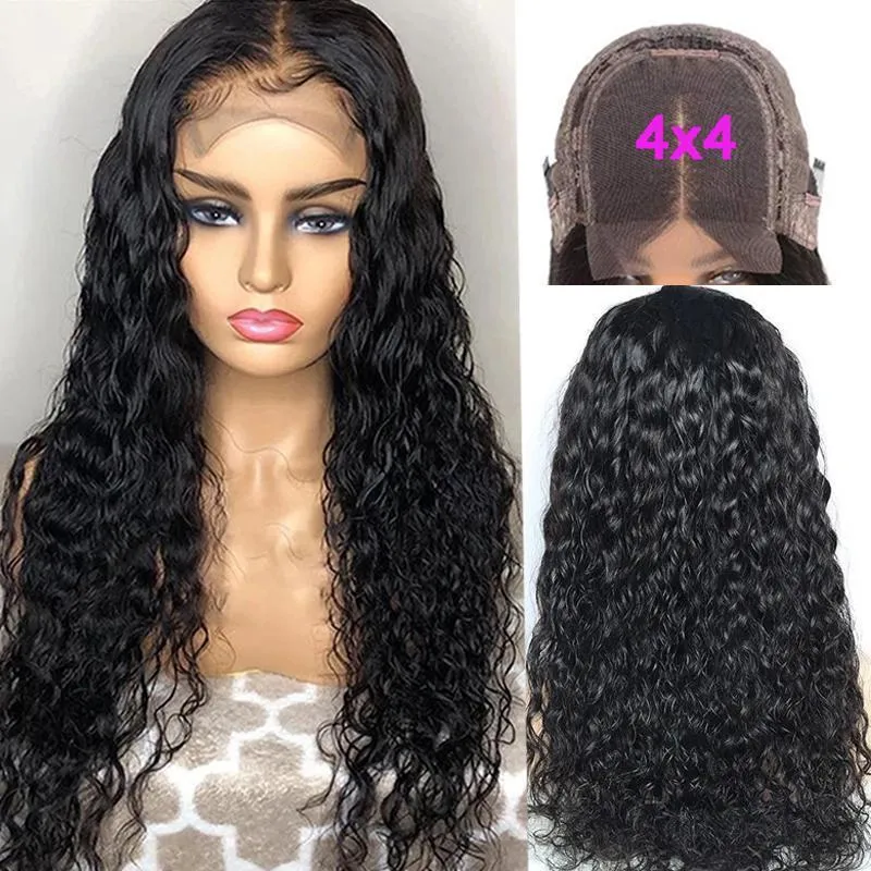 Modern Show 4x4 Water Wave Lace Closure Wig With Baby Hair