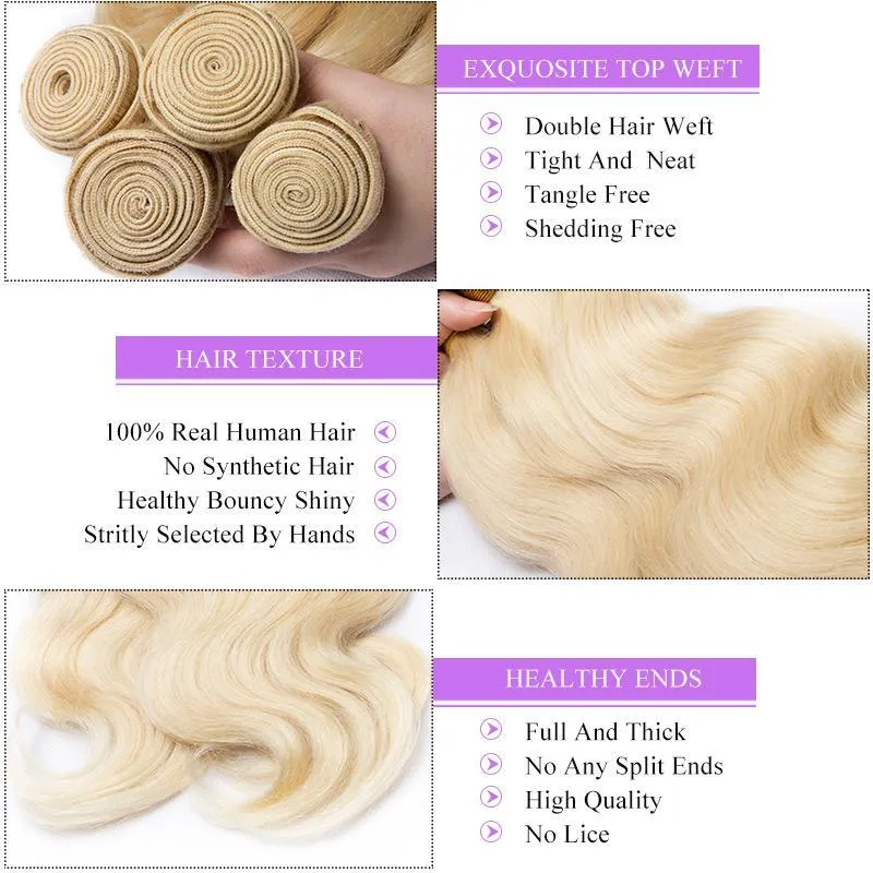 Modern Show 613 Blonde Hair Weave Brazilian Body Wave Human Hair 4 Bundles