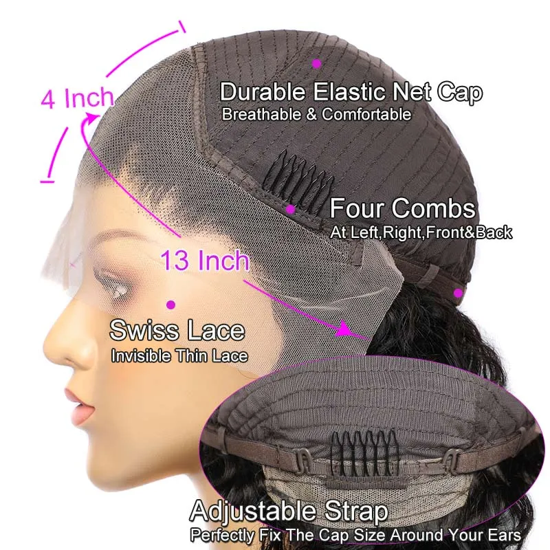 Modern Show Affordable Long Body Wave 13x4 Invisible Lace Front Wigs Brazilian Remy Human Hair Wigs