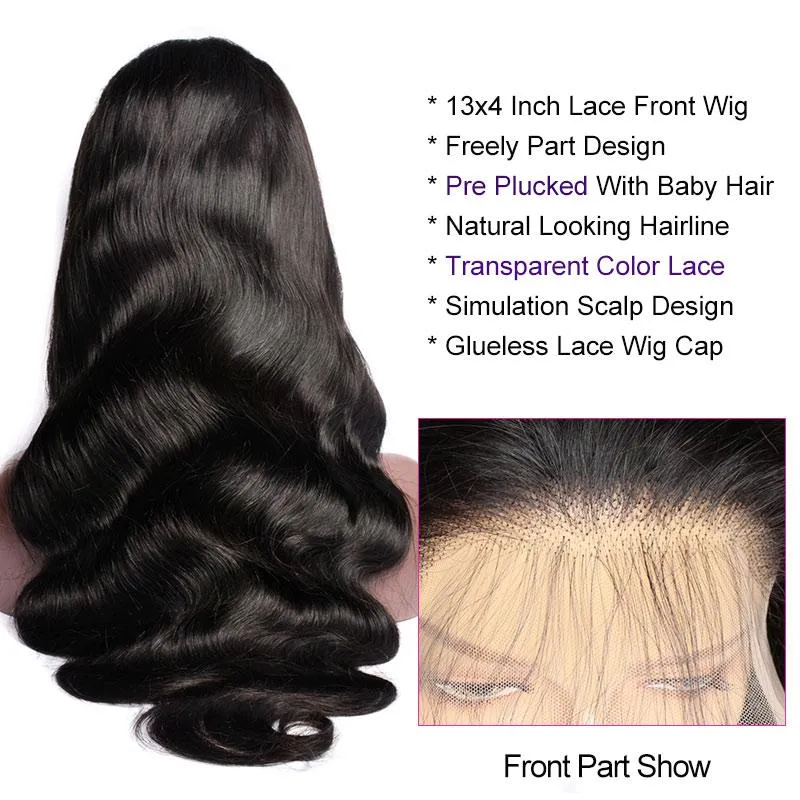 Modern Show Affordable Long Body Wave 13x4 Invisible Lace Front Wigs Brazilian Remy Human Hair Wigs