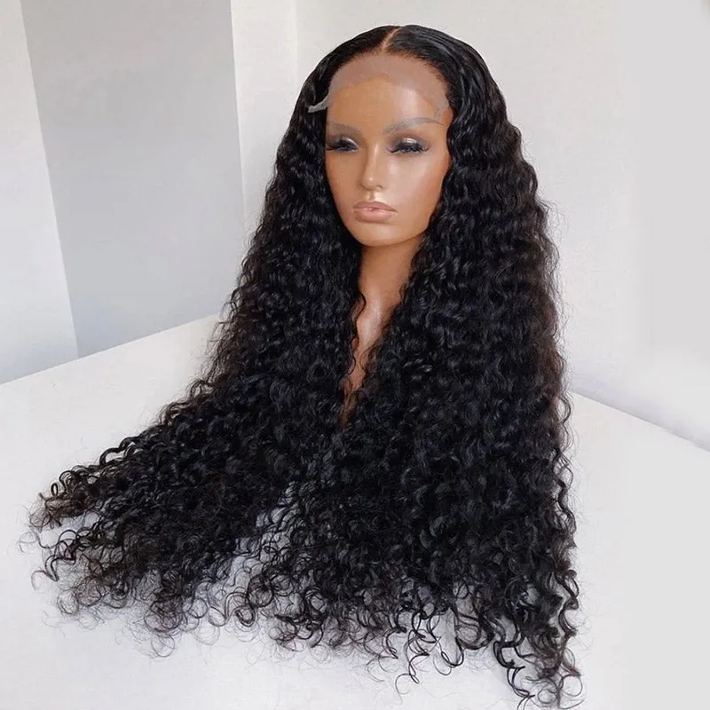 Modern Show Black 5x5 HD Lace Closure Wig Water Wave Human Hair Wig With Baby Hair