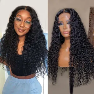 Modern Show Black 5x5 HD Lace Closure Wig Water Wave Human Hair Wig With Baby Hair