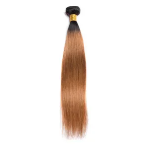Modern Show Black Roots Auburn Brown Hair Straight Brazilian Human Hair Weave 1 Bundle