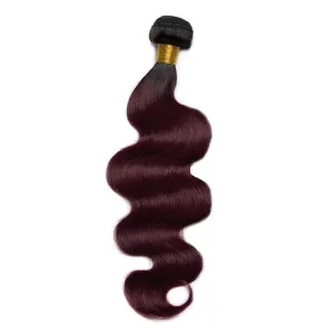 Modern Show Black Roots Dark Burgundy Hair Brazilian Body Wave Human Hair Weave 1 Bundle