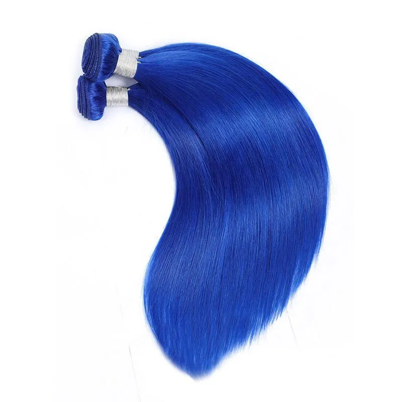 Modern Show Blue Human Hair Bundles Brazilian Straight Human Hair Weave 3 Bundles