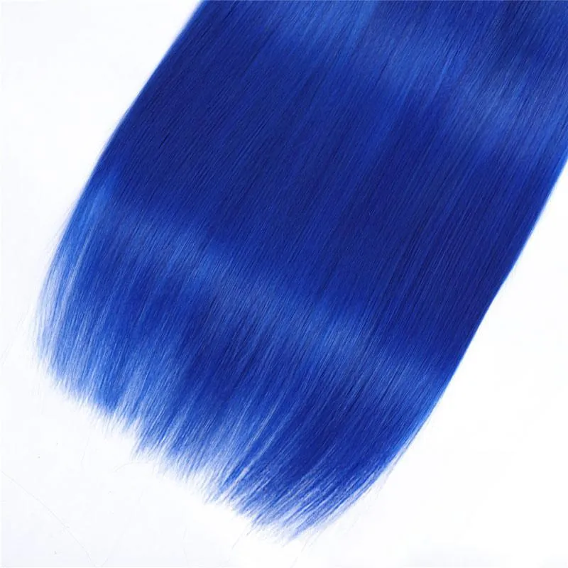 Modern Show Blue Human Hair Bundles Brazilian Straight Human Hair Weave 3 Bundles