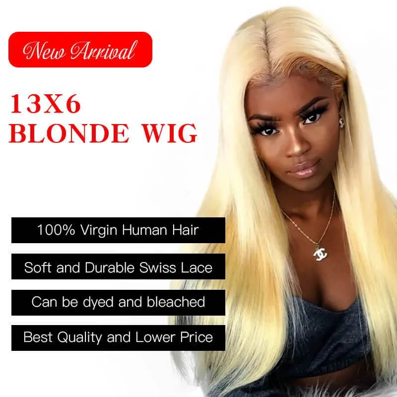 Modern Show Brazilian Straight 613 Blonde 13*6 Transparent Lace Front Human Hair Wigs For Women