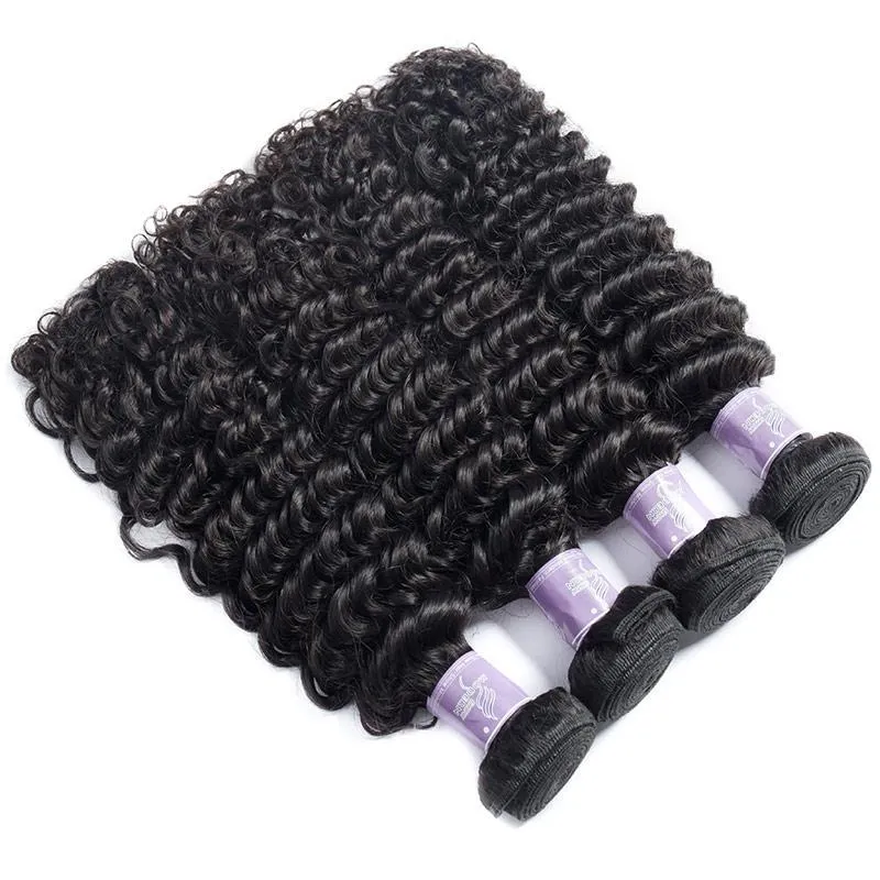 Modern Show Brazilian Virgin Remy Curly Human Hair Weave 4 Bundles With Lace Closure