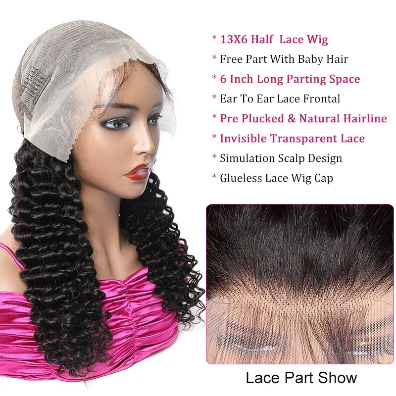 Modern Show Deep Wave 13x6 Transparent Lace Front Wigs Brazilian Curly Human Hair
