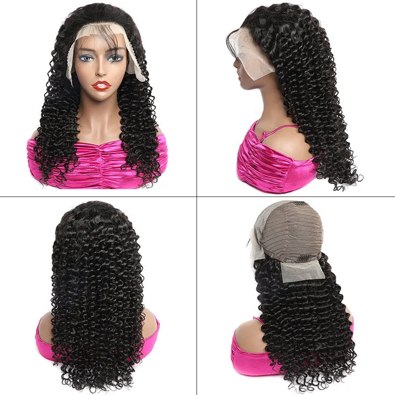 Modern Show Deep Wave 13x6 Transparent Lace Front Wigs Brazilian Curly Human Hair