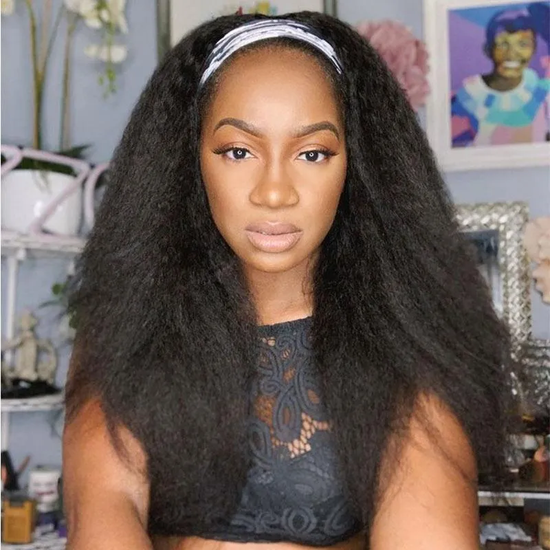 Modern Show Headband Wig | Natural Black Glueless No Lace Wigs Human Hair