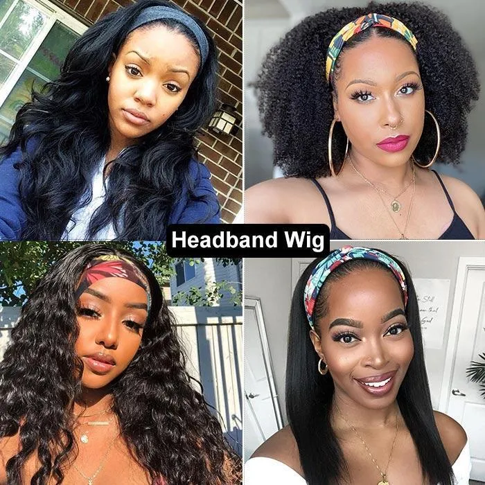 Modern Show Headband Wig | Natural Black Glueless No Lace Wigs Human Hair