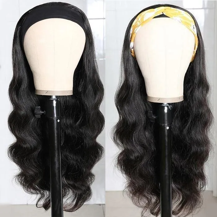 Modern Show Headband Wig | Natural Black Glueless No Lace Wigs Human Hair