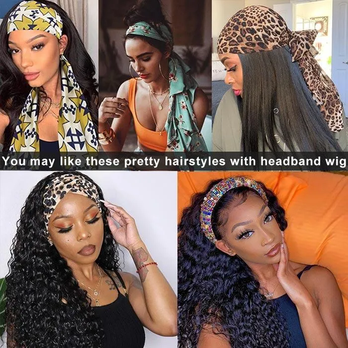 Modern Show Headband Wig | Natural Black Glueless No Lace Wigs Human Hair