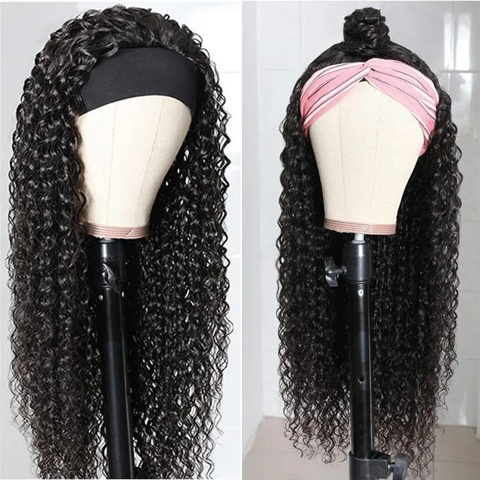 Modern Show Headband Wig | Natural Black Glueless No Lace Wigs Human Hair