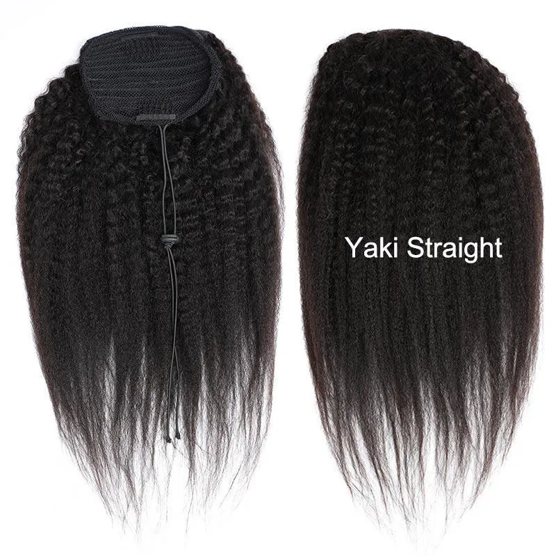 Modern Show Human Hair Drawstring Ponytail Brazilian Hair Afro Kinky Curly Yaki Straight Texture For Choose